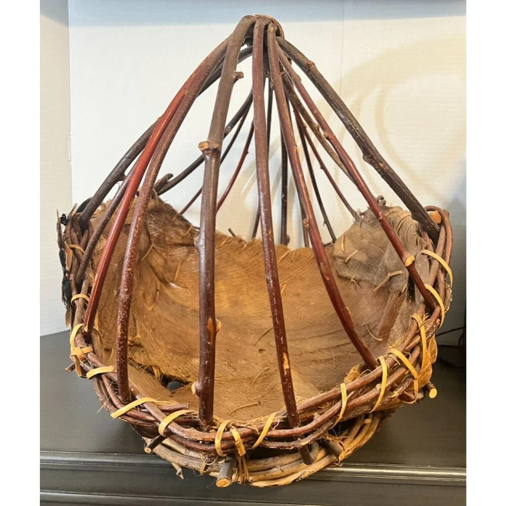 Vtg SUN SPIRIT Baskets Handmade Native Inspired Southwest Decor X-LARGE Feathers